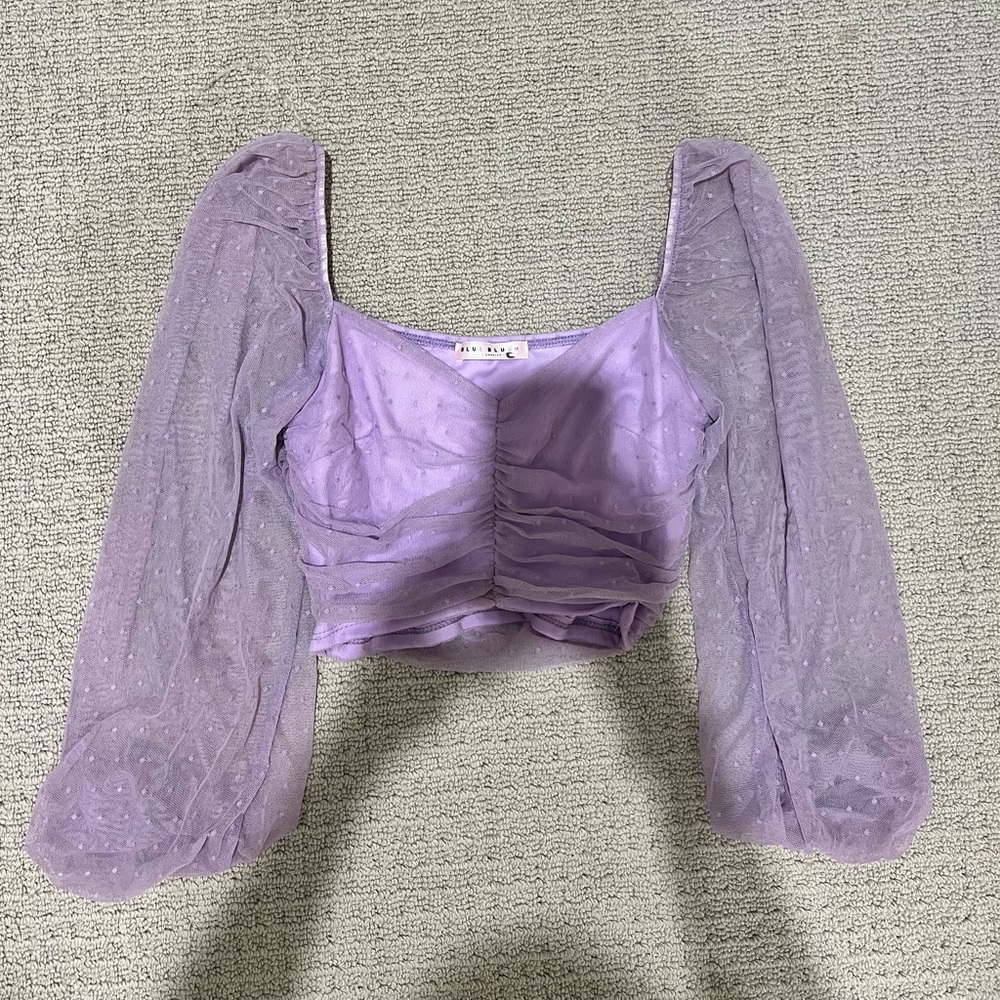 long sleeve purple crop top